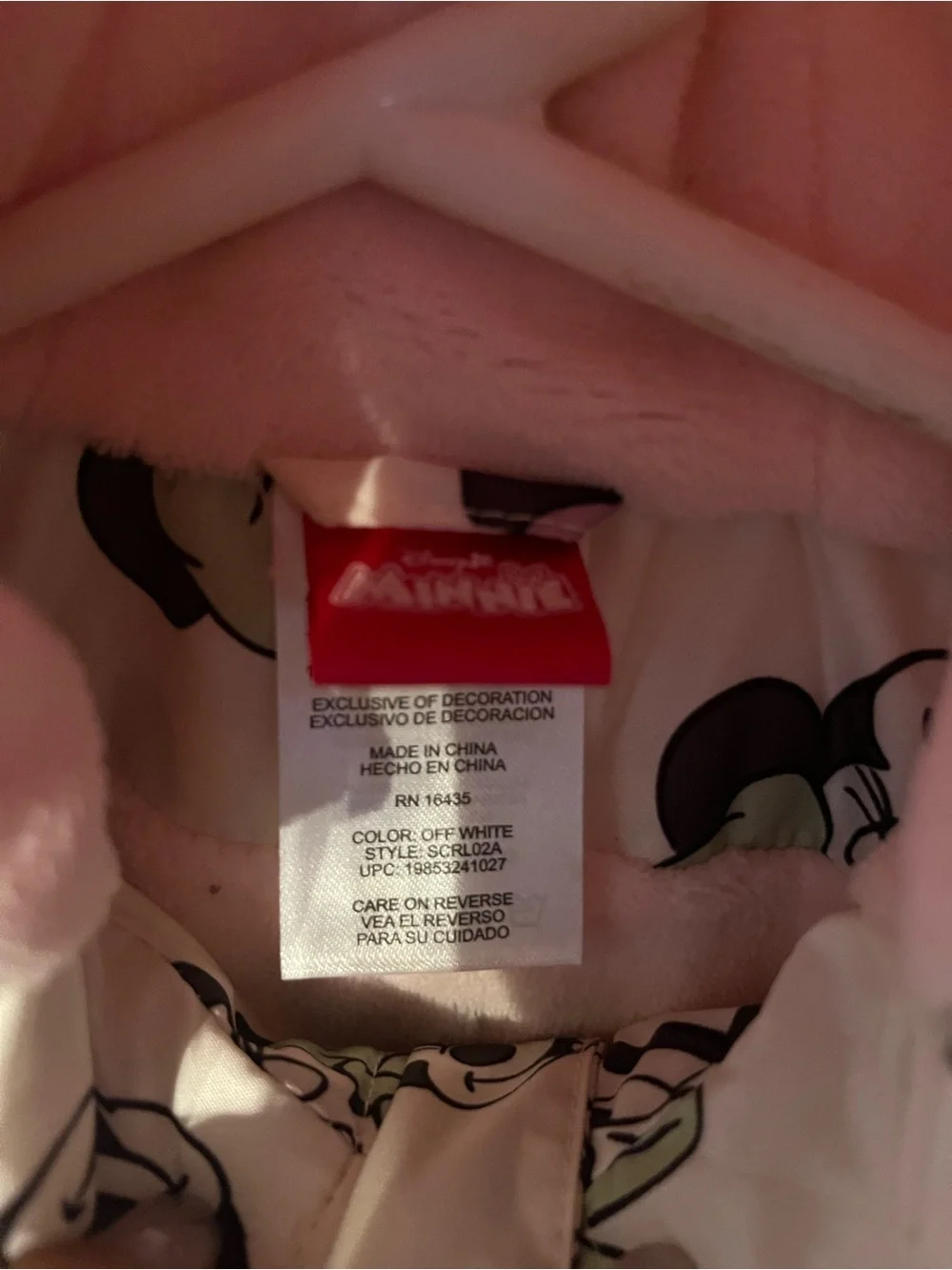 Disney Minnie Mouse Pink & Cream Puffer Jacket with Ears size 2t